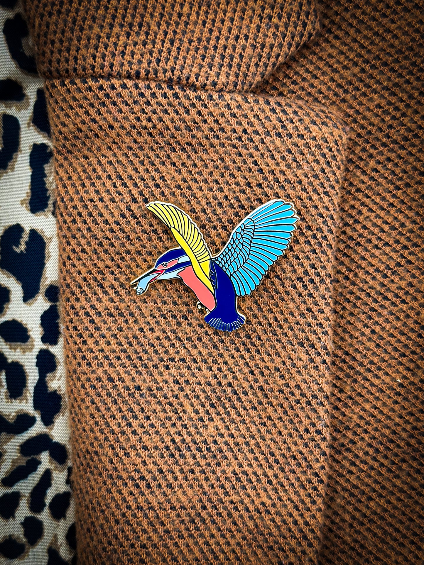 Kingfisher Pin with Wooden Gift Box